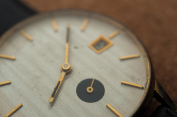 Detail of watch machinery. vintage watch