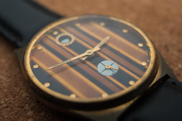 Detail of watch machinery. vintage watch
