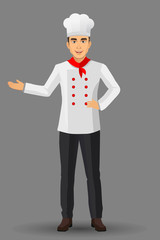Chef illustration on standing position. design template elements for your brochure, banner and web.