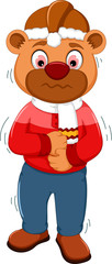 cute bear cartoon colding