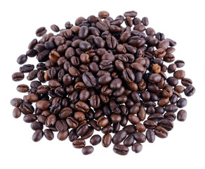 Coffee beans isolated on white background.