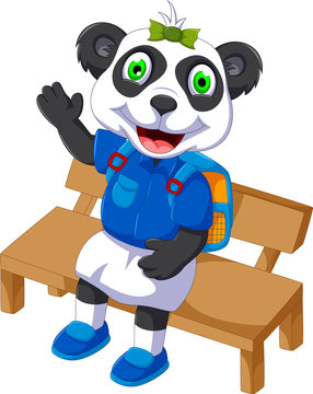 cute panda cartoon sitting on a chair