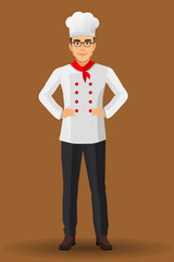 Chef illustration on standing position. design template elements for your brochure, banner and web.