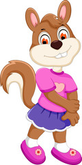cute girl squirrel cartoon posing