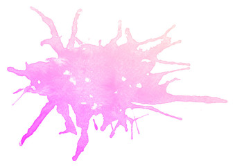 Abstract pink watercolor on white background.The color splashing on the paper.It is a hand drawn.