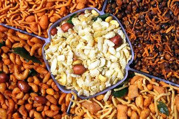 Indian fried assorted snacks 