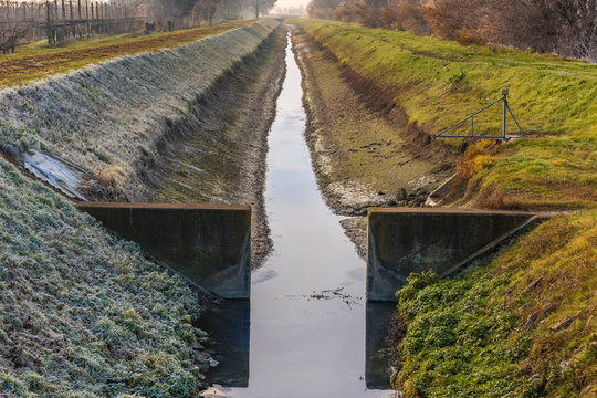 irrigation canal in droughts in winter