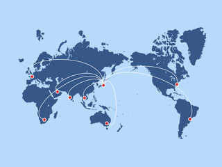 海外旅行　インバウンド　世界地図