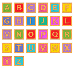 alphabet wooden english blocks - vector illustration, eps
