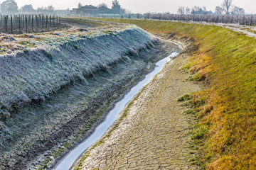 irrigation canal in droughts in winter