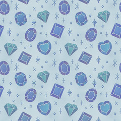 おしゃれで風合いのあるレトロなダイヤ柄シームレス 連続 繋がる パターン 青系 背景素材 Wall Mural Noriokanisawa