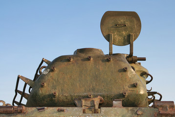 Closeup of war tank 