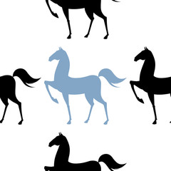 Colorful Seamless Pattern with Horse. Vector illustration