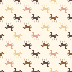 Colorful Seamless Pattern with Horse. Vector illustration
