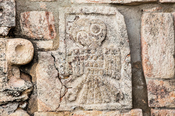 Carving at the ruins of the ancient Mayan city Uxmal, Mexico