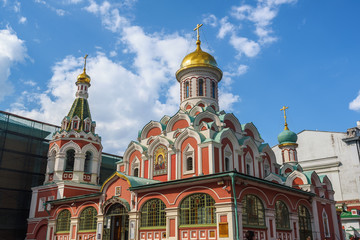 Fototapeta na wymiar View of Kazan Cathedral of the side of Red Square. Russia. Tourism.
