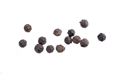 Black pepper was placed on a white background