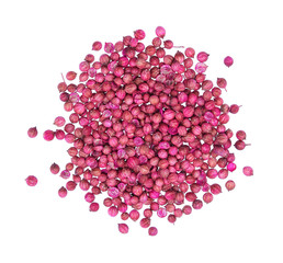 Coriander, Pile of purple coriander seeds isolated on white back
