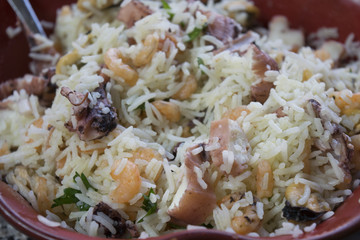 basmati rice and sea salad