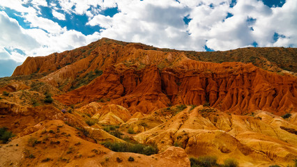 Panorama of Skazka aka Fairytale canyon, Issyk-Kul, Kyrgyzstan