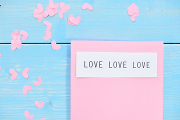 Love words on blue background