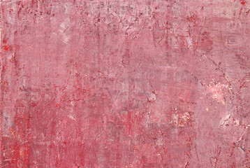 Red wall textures imitated by acrylic on canvas. Rough background.