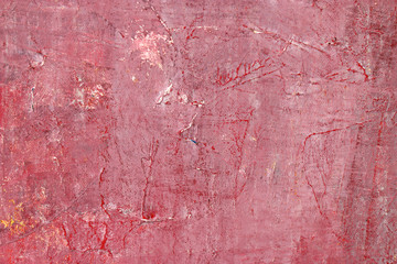 Red wall textures imitated by acrylic on canvas. Rough background.