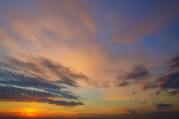 nice sunset with dark and colorful clouds