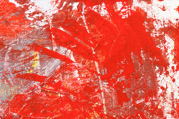 Spatter effect abstract art background in red color. Abstract painted canvas.Hand painted texture background.