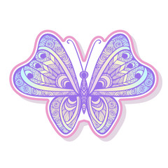 Butterfly fashion patch, badges, stripes, stickers. This illustr
