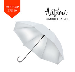 Vector classic white round Rain umbrella side view. isolated background © belokrylowa
