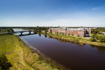 Obraz premium River Lielupe at Jelgava city, Latvia.