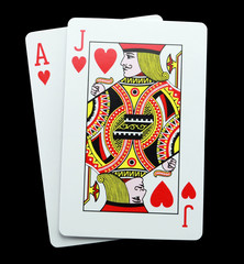 card game Blackjack hearts