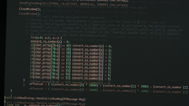 HTML data at black background