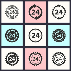 24 hour service icon set.