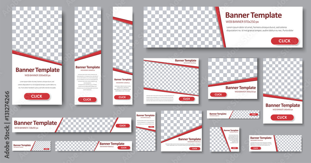 Poster Set of web banners in standard sizes.