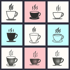 Coffee cup icon set.