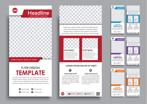 Design white  flyers narrow in 4 color options.