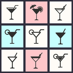 Cocktail icon set.