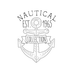 Boat Anchor Vintage Sea And Nautical Symbol Hand Drawn Sketch Label Template