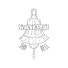 Ships Bell Vintage Sea And Nautical Symbol Hand Drawn Sketch Label Template