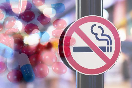 Don't smoke sign with Medicine background