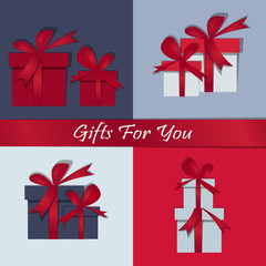 Set gifts Happy Christmas. Box with a festive Happy New Year. Vector illustration.