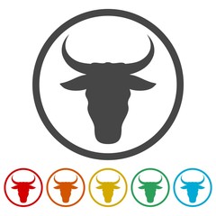 Bull icons vector set 