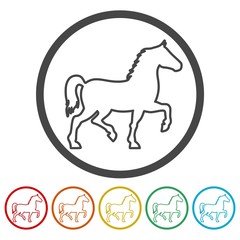 Horse silhouette icons set 