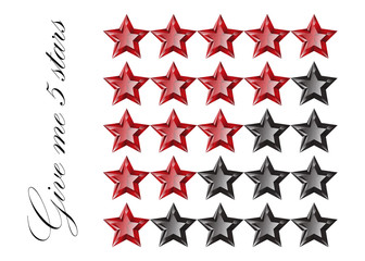 Gemstones stars rating isolated on white background . Five stars system rating. Luxury rate