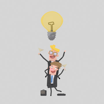Businessmen toasting with champagne for a good idea.

Custom 3d illustration contact me!
