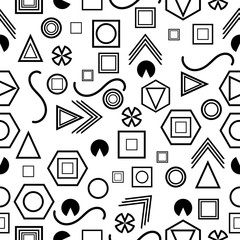 Seamless pattern with geometric figures in the Memphis style. Vector illustration