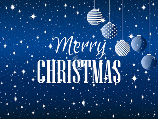 Naklejka premium Merry Christmas. Background with Christmas balls and snowflakes. Vector illustration