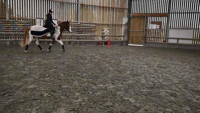 cavalière au trot(slow motion, ralenti)